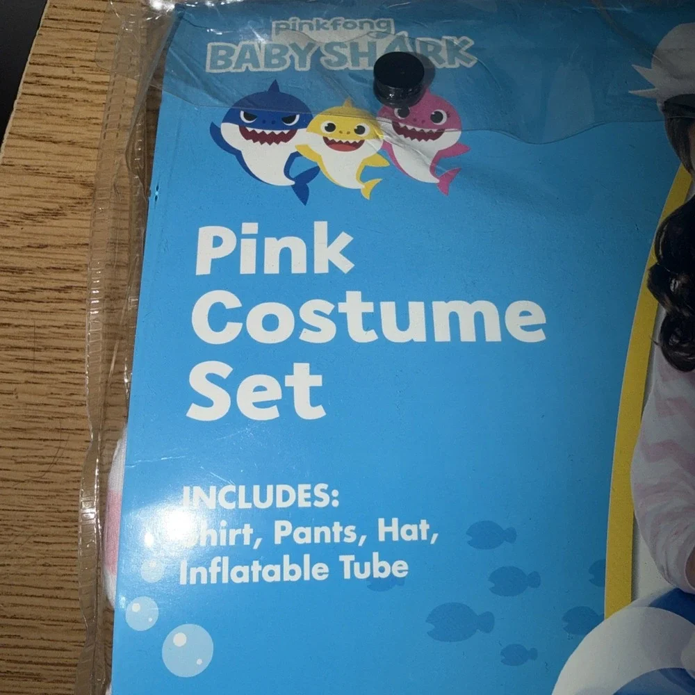 Pinkfong Baby Shark Pink Costume Set Inner Tube Sound Chip Toddler Girl Sz 5T 6T
